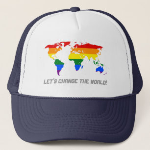 Boné Chapéu do mapa mundial do orgulho LGBT em arco-íri