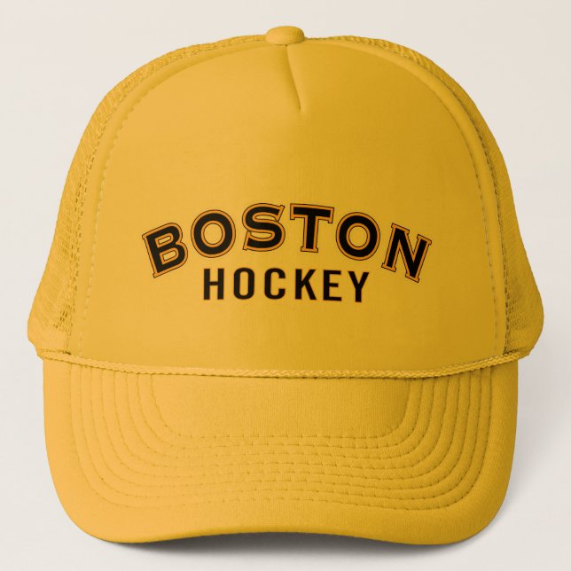 Boné Chapéu Dourado de Caminhoneiro de Boston Hockey (Frente)