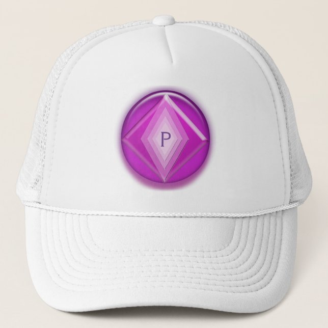 Boné Chapéu - Emblema tridimensional em roxo e rosa (Frente)