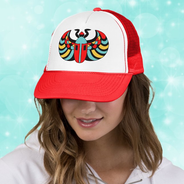 Boné Chapéu Escaravelho Egípcio (Abstract colourful Egyptian scarab beetle on ball cap.)