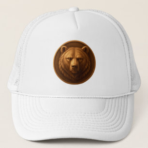 Boné Chapéu Estilo Medalha com Cabeça de Urso Majestosa