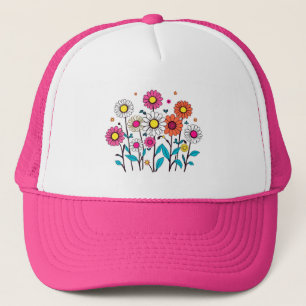 Boné Chapéu Fofo com Flores Coloridas