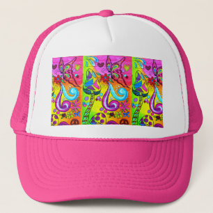 Boné chapéu groovy rosa power flor