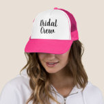 Boné Chapéu nupcial handlettered costume do camionista<br><div class="desc">Chapéu nupcial handlettered costume do camionista do partido do grupo. Boné cor-de-rosa de néon para o séquito da noiva e da noiva. Headwear legal para wedding, festa de solteira, chá de panela, o modelo handlettering da caligrafia elegante etc. para o texto personalizado. Criar chapéus para damas de honra, madrinha de...</div>