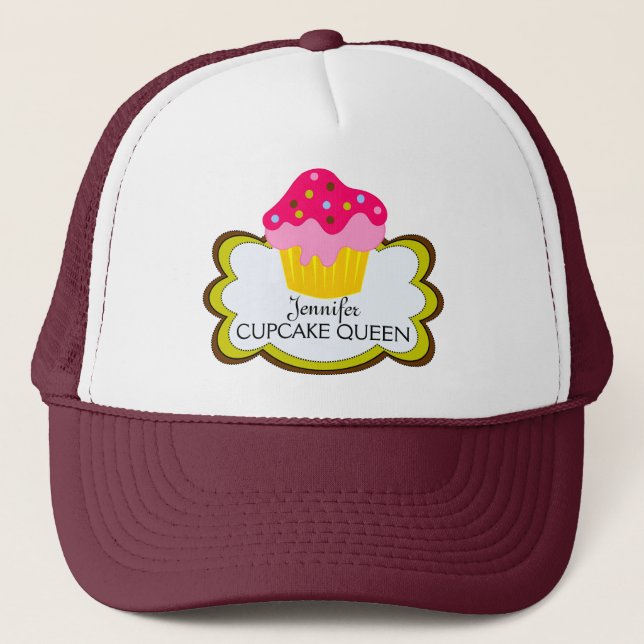 Boné Chapéu Personalizado de Cupcake Rosa Whimsical (Frente)