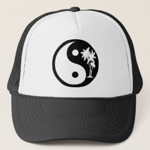 Boné Chapéu preto e branco de Yin Yang da palmeira