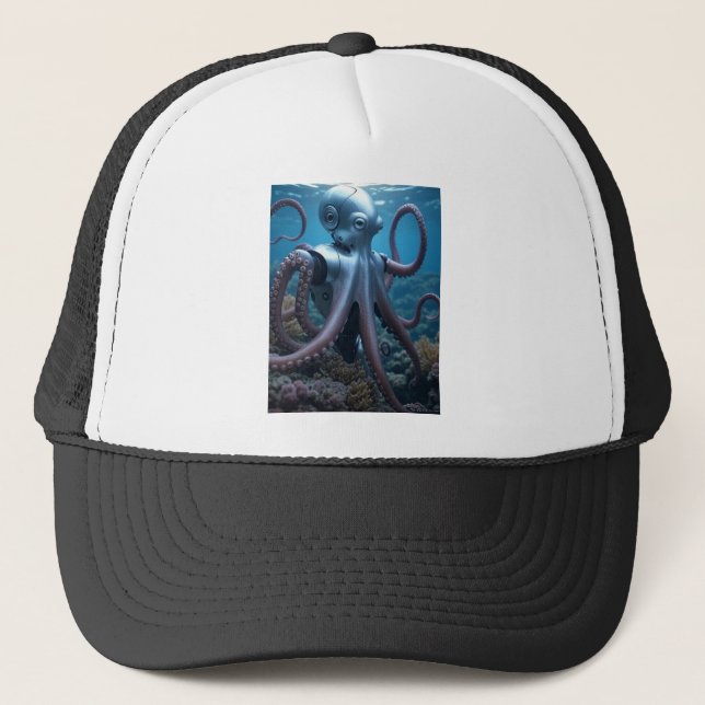 Boné Chapéu preto octopus cibernético (Frente)