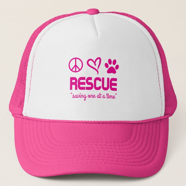 Boné Chapéu Resgate "Salvando Um de Cada Vez" (rosa) (Frente)