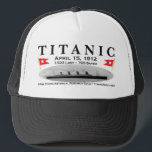 Boné Chapéu titânico do camionista do navio do fantasma<br><div class="desc">Navio titânico do fantasma
Nosso design bonito e do assombro que honra o grande navio e aqueles que navegou nela.
M.S.Titanic. Notícia, actualizações, relações, arquivos, informação, fotos, trabalhos de arte, passageiro e lista e mais de grupo.
A guilda histórica titânica da pesquisa</div>