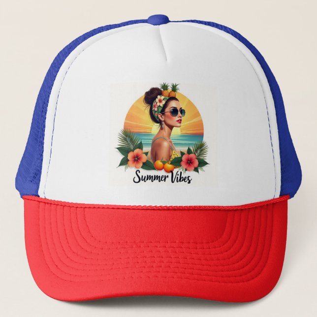 Boné Chapéu Tropical de Verão Boho Girl (Frente)