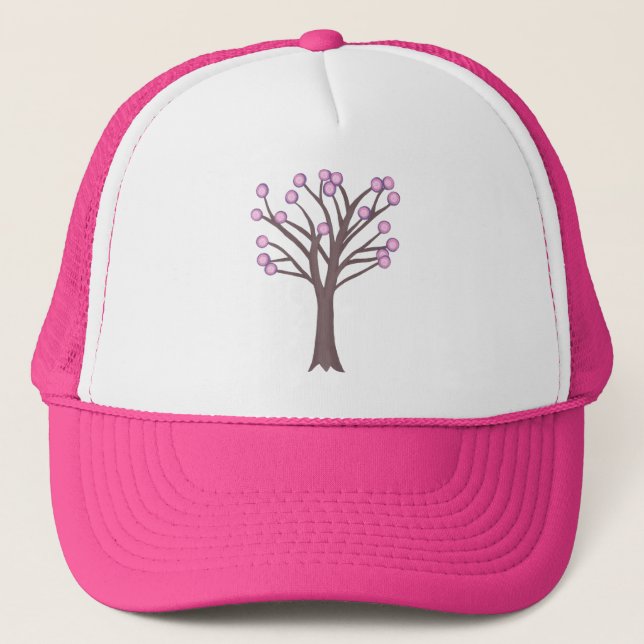 Boné Chapéus de Árvore de Bolinhas Rosa em Camadas (Frente)