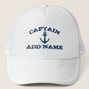 Boné Chapéus de capitão de barco com ancoragem e nome n