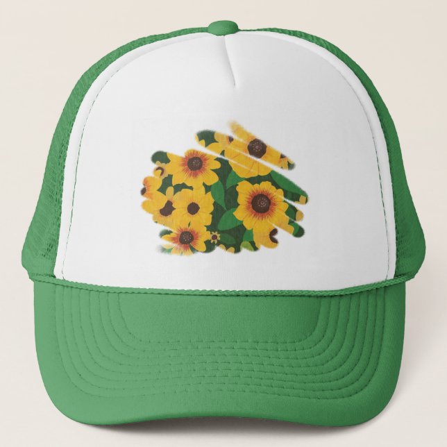 Boné Chapéus de Estilo de Bruto de Girassol Amarelo (Frente)