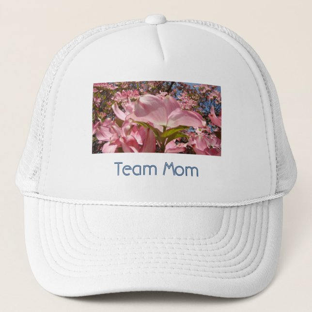 Boné Chapéus de Mãe de Equipe Flores de Dogwood Brancas (Frente)