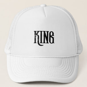 Boné Chapéus Personalizados Rei Texto Branco para Camin