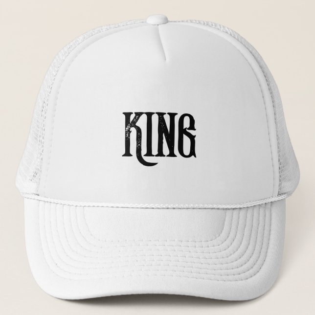 Boné Chapéus Personalizados Rei Texto Branco para Camin (Frente)
