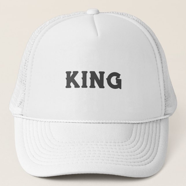 Boné Chapéus Personalizados Rei Texto Branco para Camin (Frente)