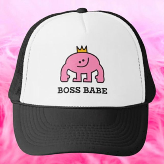 Boné Chefe Babe Coroa Rosa Figura Trucker Hat (Criador carregado)