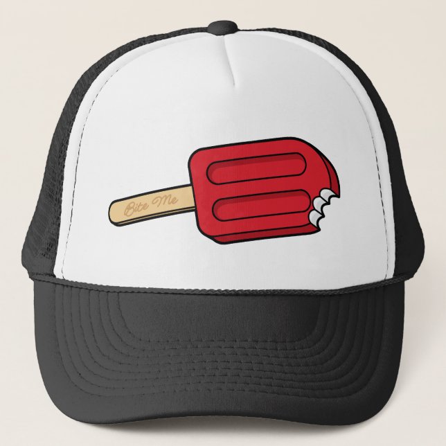 Boné Cherry Popsicle Me Morde Chapéu (Branco/Preto) (Frente)
