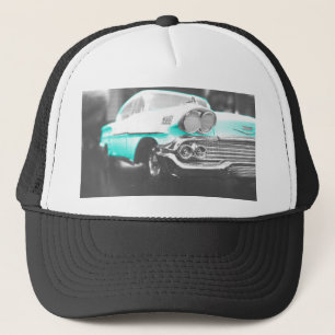 Boné Chevy impala, carro clássico azul brilhante 1958