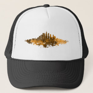 Boné Chicago City Skyline Watercolor em laranja