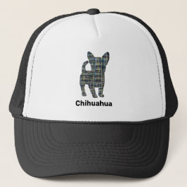 Boné Chihuahua Cute Dog Silhouket Grid Personalizado