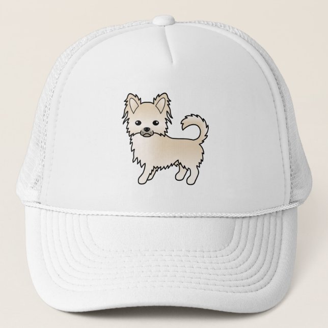 Boné Chihuahua de Capa Longa Creme Cachorro de Desenho  (Frente)
