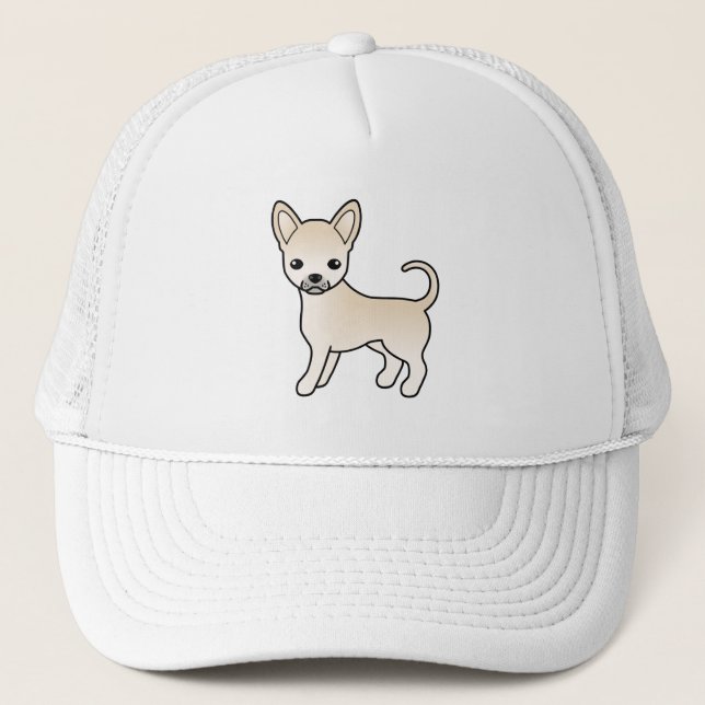 Boné Chihuahua de Pelagem Lisa Creme Cachorro de Desenh (Frente)