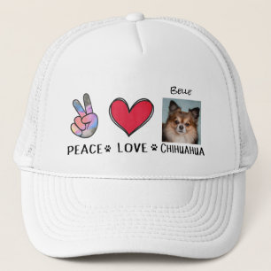 Boné Chihuahua Hat Peace Love Dog Amantes