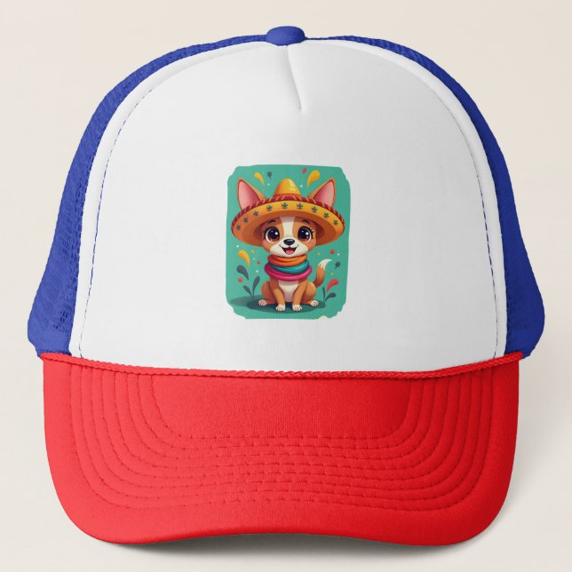 Boné Chihuahua México Cinco de Mayo Cachorro Engraçado  (Frente)