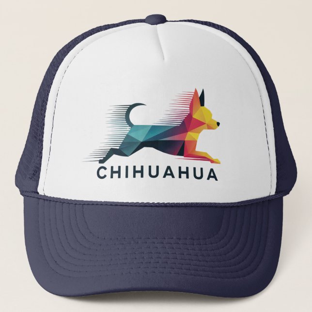 Boné Chihuahua poligonal en amarillo y azul (Frente)