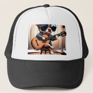 Boné Chihuahua Simpático Tocando Guitarra