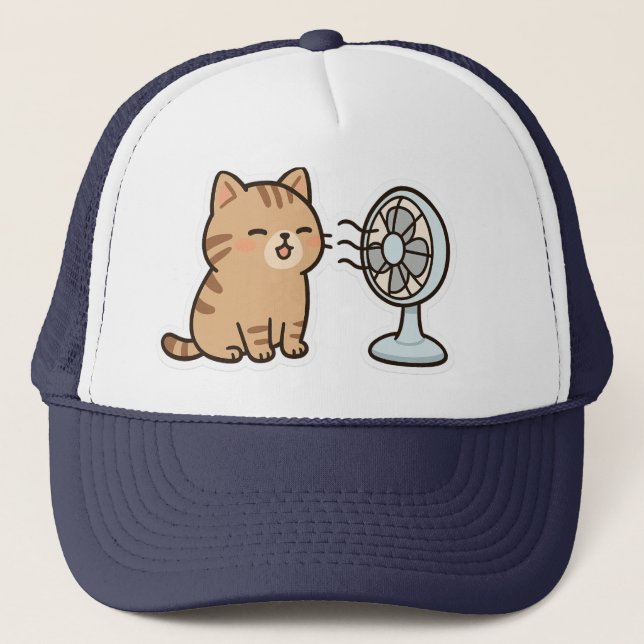Boné Chill Cat by the Fan - Cute Summer Sticker" (Frente)