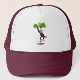 Boné Chimpanzé bonito na selva pendurada em desenho an