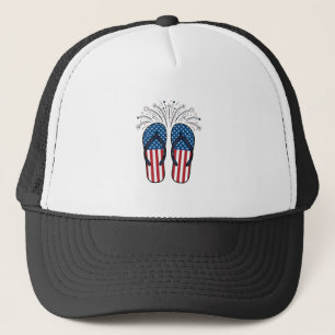 Boné Chinelos Patrióticos Fogos de Artifício Camiseta d