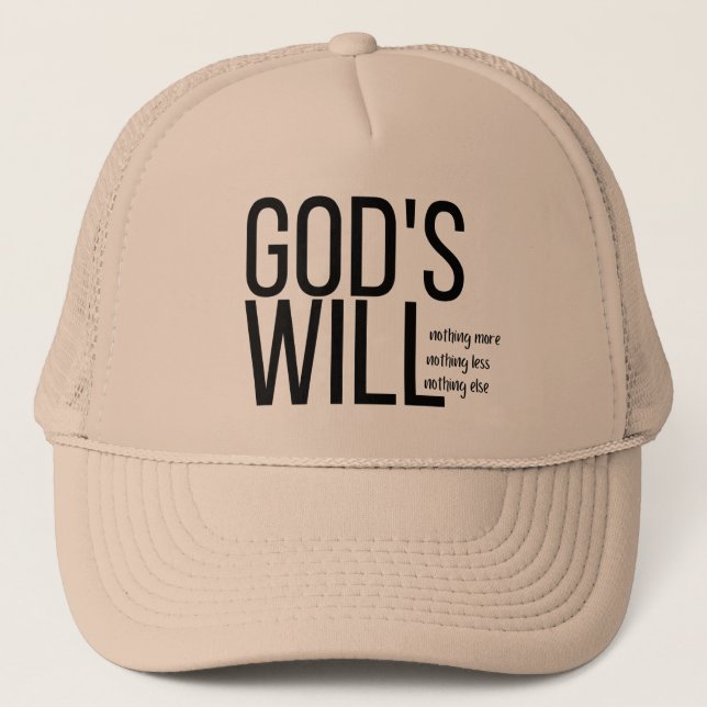Boné Christian Hats Christian Gifts, Gods will hat.  (Frente)