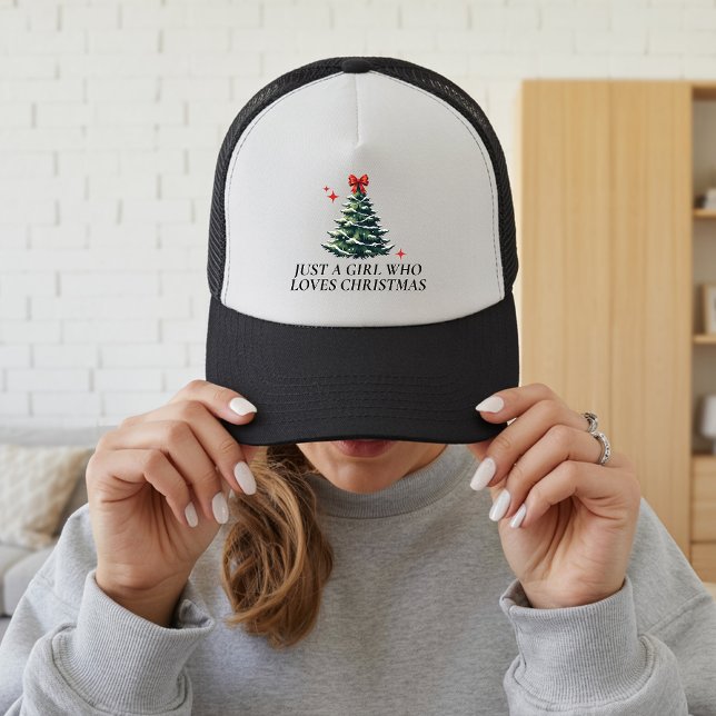 Boné Christmas Hat for Her | Just a Girl Who Loves Xmas (christmas trucker hat, christmas tree hat, christmas baseball cap, holiday gift for her,)