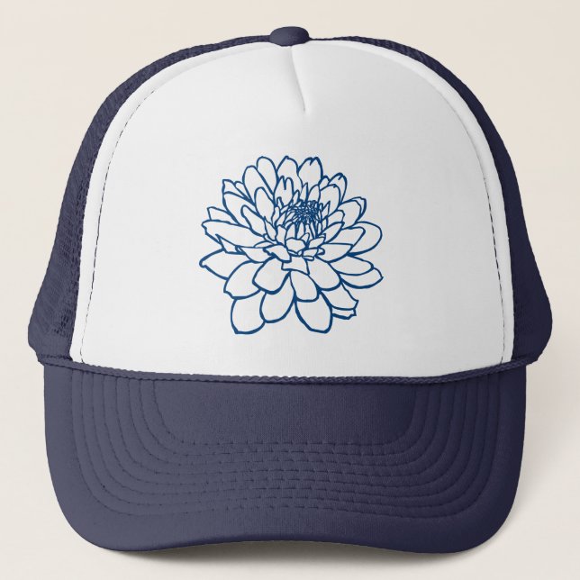 Boné Chrysanthemum Drawing - Indigo Style Blue (Frente)