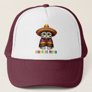 Boné Cinco De Mayo Engraçado Gato Mexicano Sombrero Meo