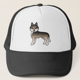 Boné Cinza de Lobo Escuro - Cão de Cartoon Bonito de H
