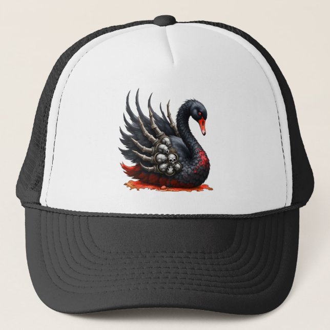 Boné Cisne Negro de Ossos – Elegância Gótica (Frente)