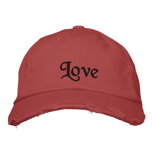 Boné Citação de Amor Negro Vermelho Personalizado Român (Frente)