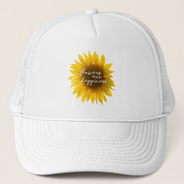 Boné Citação do girassol "flores são felicidade"