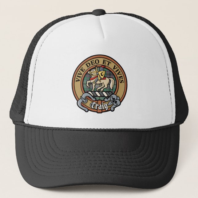 Boné Clan Craig Crest sobre Tartan Trucker Hat (Frente)