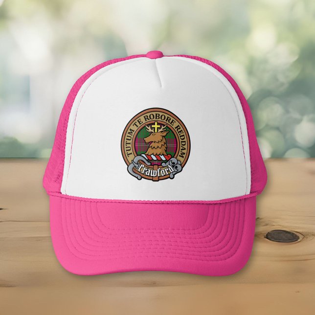 Boné Clan Crawford Crest sobre Tartan Trucker Hat (Criador carregado)