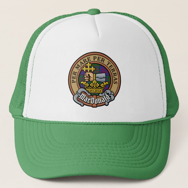 Boné Clan MacDonald Crest sobre Tartan Trucker Hat (Frente)