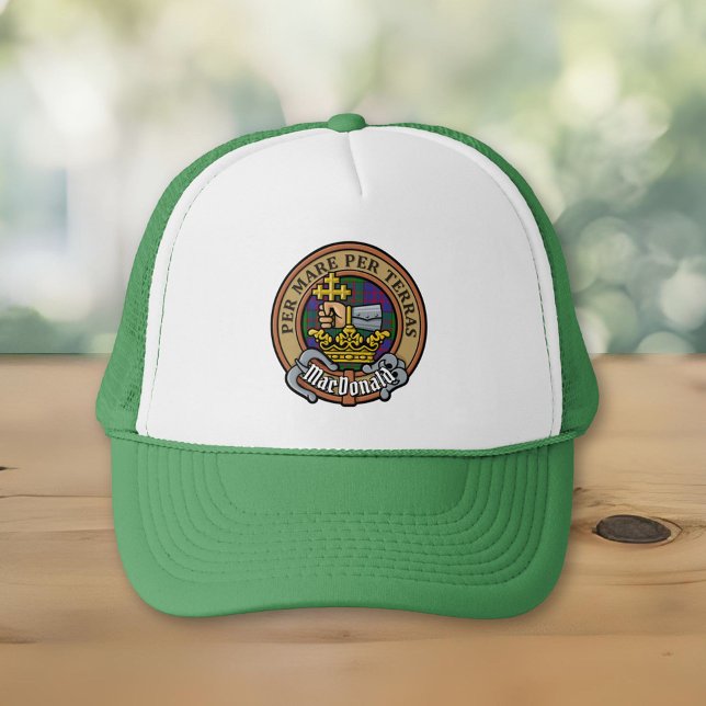 Boné Clan MacDonald Crest sobre Tartan Trucker Hat (Criador carregado)