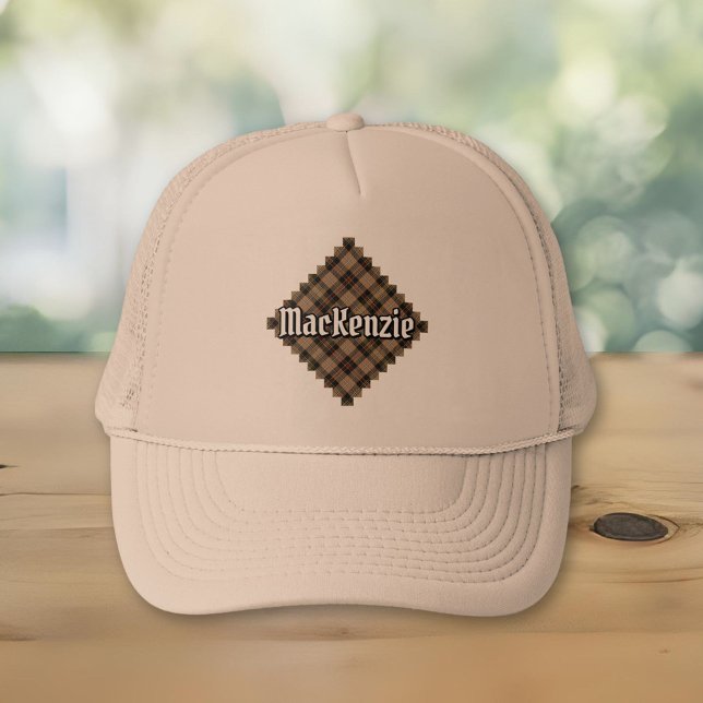 Boné Clan MacKenzie caçando Brown Tartan Trucker Hat (Criador carregado)
