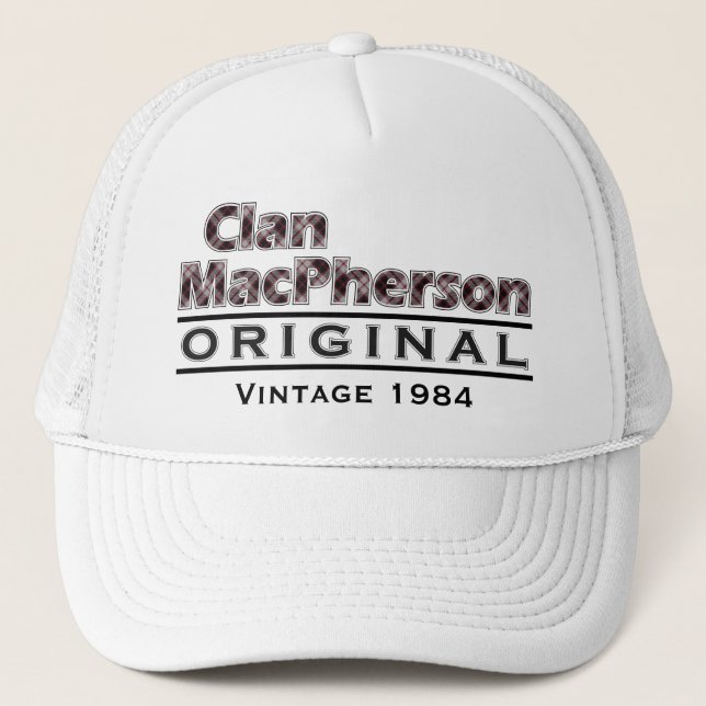 Boné Clan MacPherson Vintage Personalize seu aniversári (Frente)