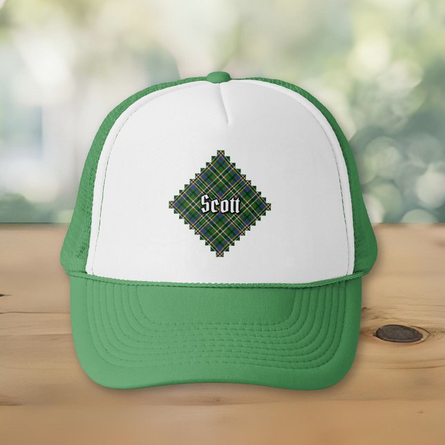 Boné Clan Scott Green Tartan Trucker Hat (Criador carregado)